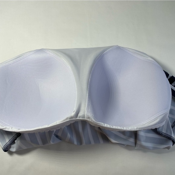 NWT Lands' End High Neck Tankini Deep Sea Mixed Diagonal Stripe Padded Size 14 - Picture 9 of 9